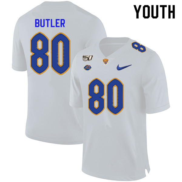 2019 Youth #80 Dontavius Butler Pitt Panthers College Football Jerseys Sale-White